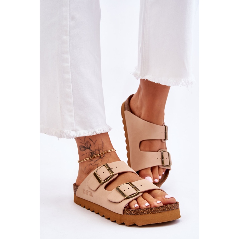 Papuci clasici Big Star pentru femei LL274478 Bej 2