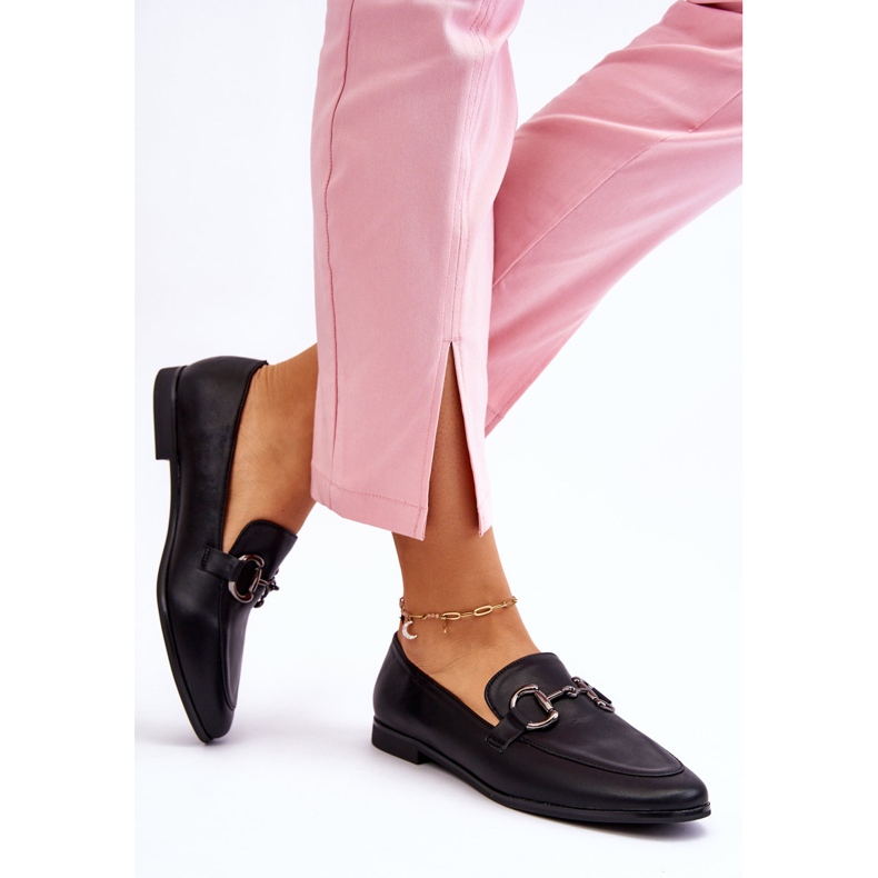 PG1 Mocasini clasici de dama cu ornamente Jamie neagra negru 2