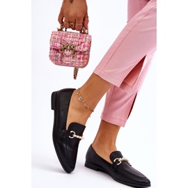 PG1 Mocasini de dama din piele cu perle decorative negru Ishan 2