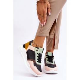 PG1 Pantofi de damă din piele cu platformă Chaya neagră și verde negru 1