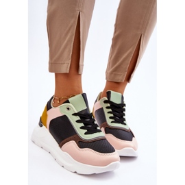 PG1 Pantofi de damă din piele cu platformă Chaya neagră și verde negru 2