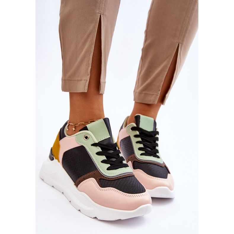 PG1 Pantofi de damă din piele cu platformă Chaya neagră și verde negru 2