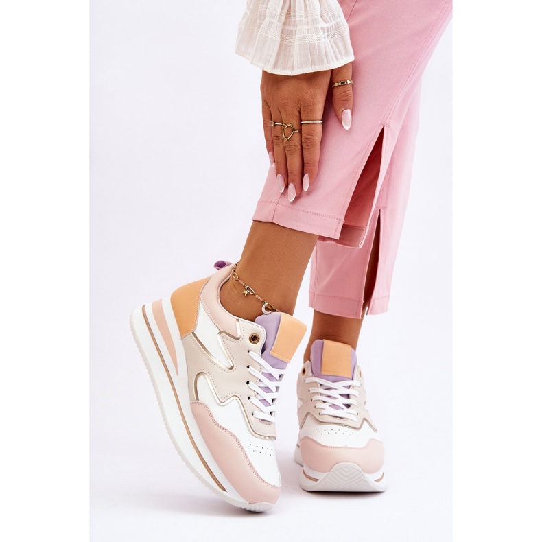 PG1 Pantofi sport la modă Roen din piele albă și bej 1