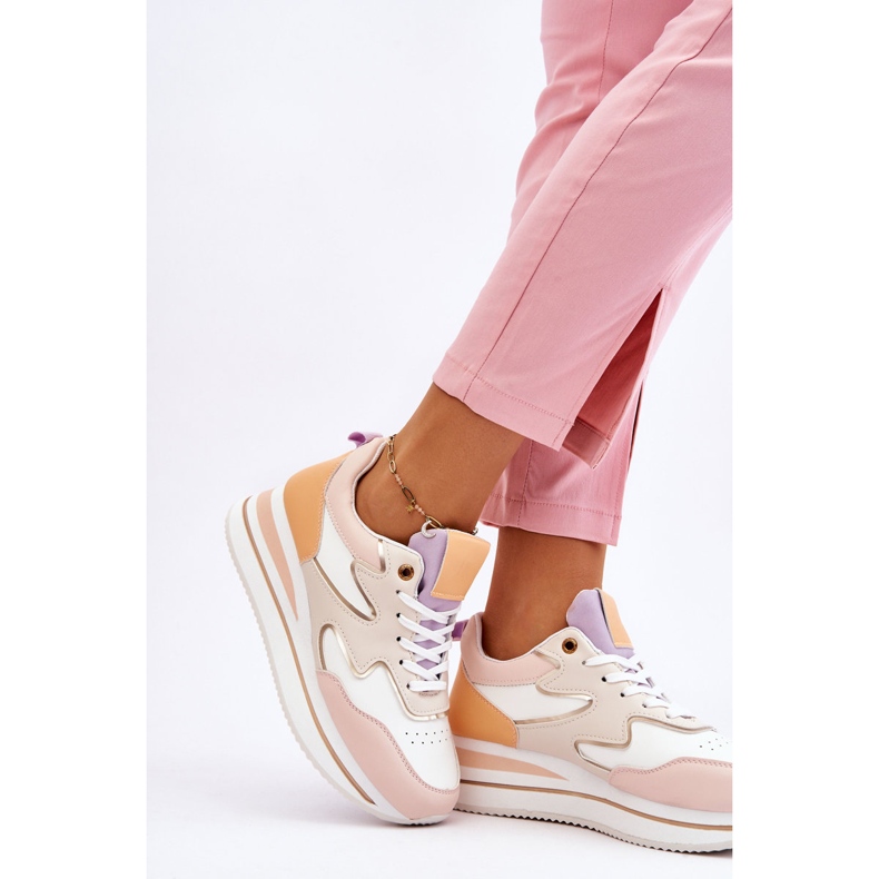 PG1 Pantofi sport la modă Roen din piele albă și bej 2