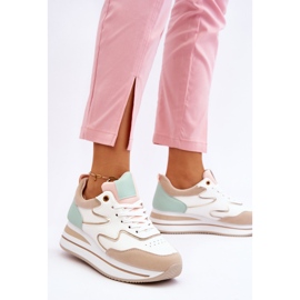 PG1 Pantofi sport la modă Roen din piele albă și bej 2