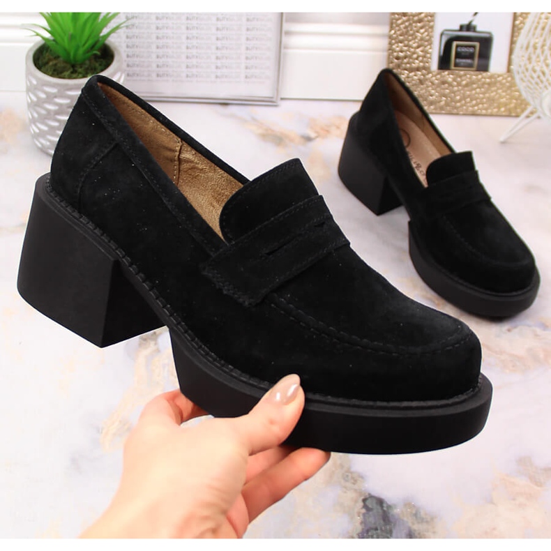 Mocasini de dama din piele intoarsa Filippo DP4685/23 negru 1