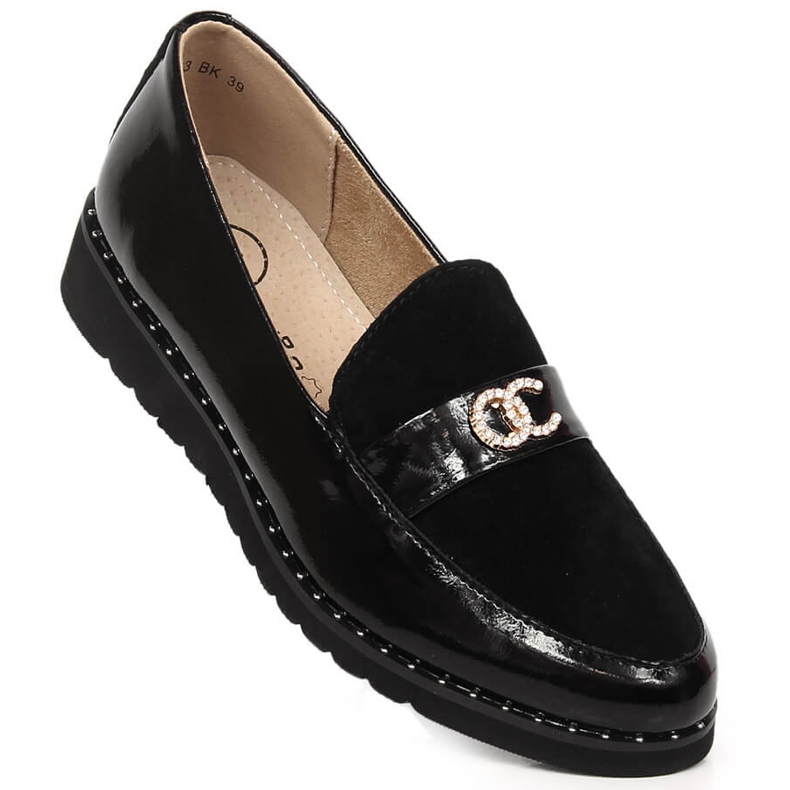 Pantofi de dama din piele cu zirconi Filippo DP1515/23 negru 1