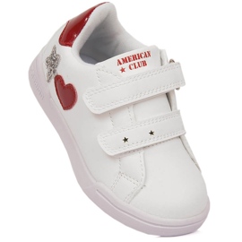 Pantofi sport pentru fete White American Club 125/23 cu velcro alb 1