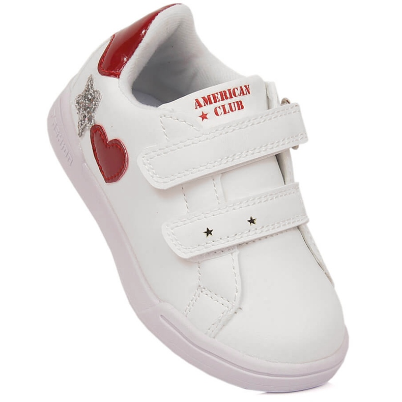 Pantofi sport pentru fete White American Club 125/23 cu velcro alb 1