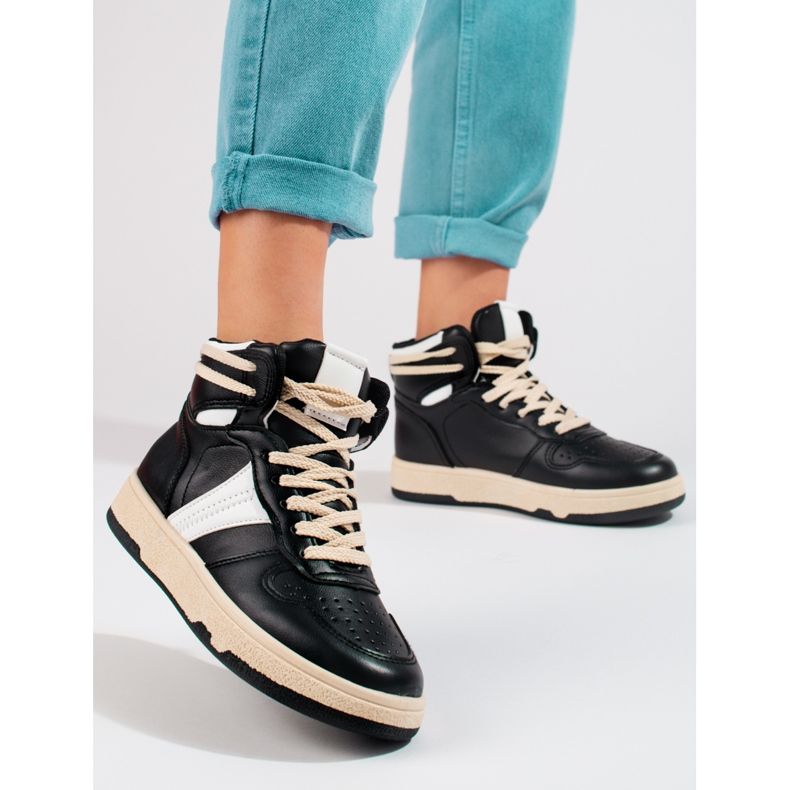 Tenisi negri înalți Shelovet de damă negru 1