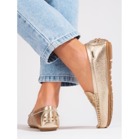 Goodin Mocasini confortabili de damă aurii Shelovet de aur 2