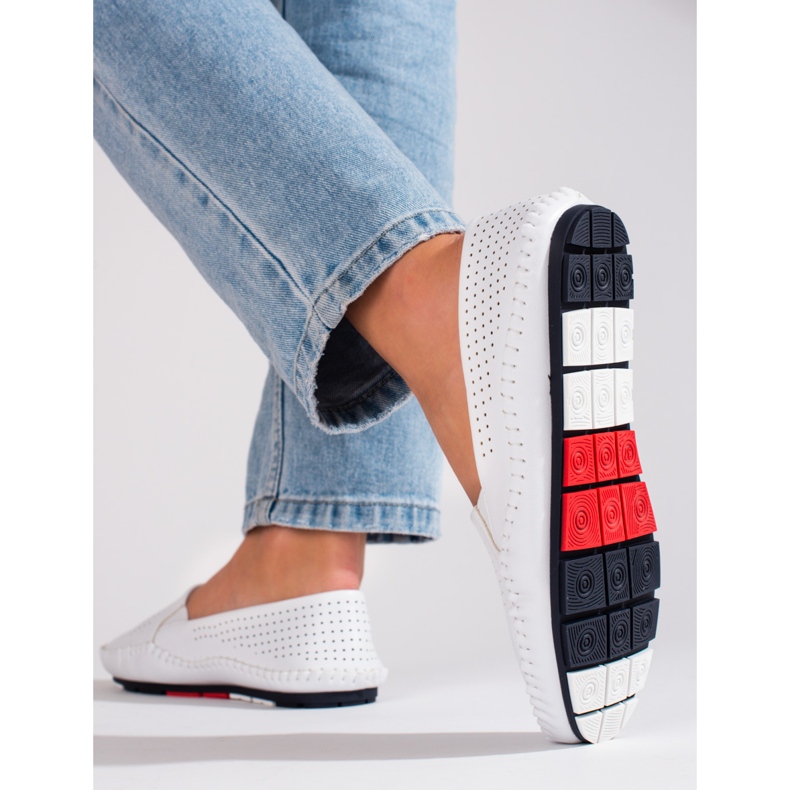 Mocasini slip-on pentru dama, albi Shelovet 1