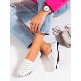 Mocasini slip-on pentru dama, albi Shelovet 2