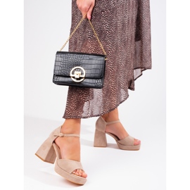 Sandale bloc din piele intoarsa bej Vinceza 2