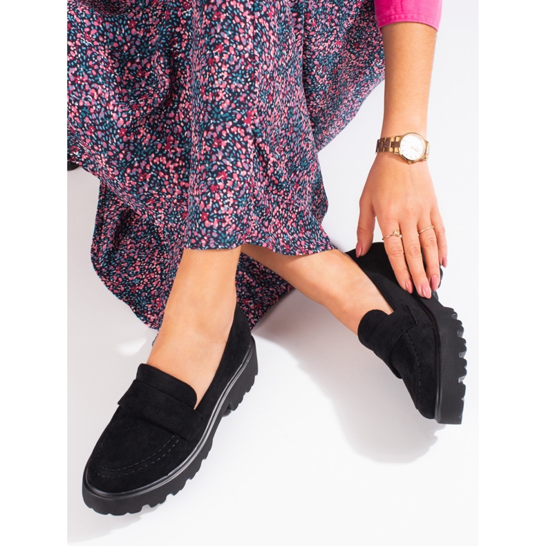 Pantofi de dama de piele intoarsa neagra Vinceza negru 1