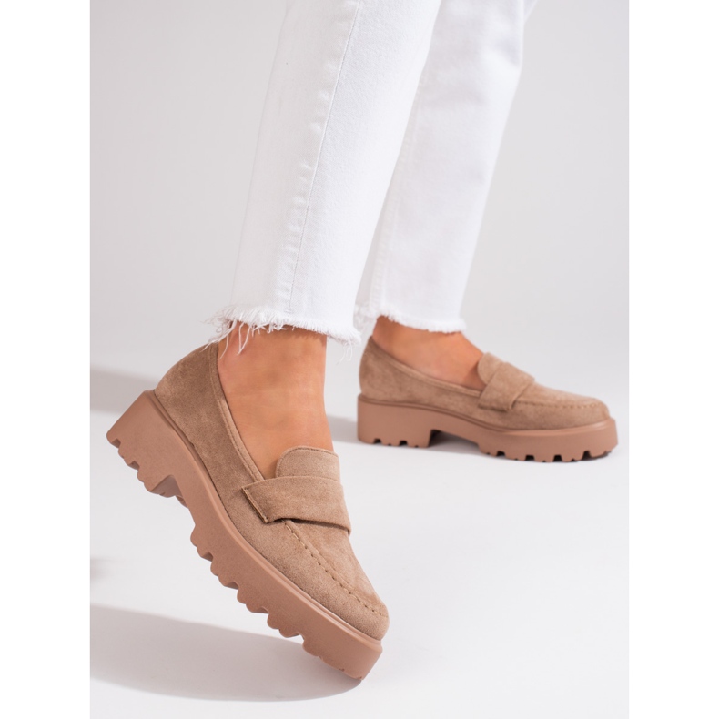 Pantofi dama Vinceza de piele intoarsa bej 1