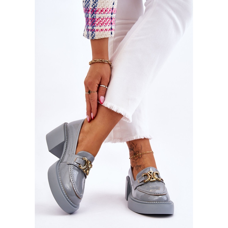 S.Barski Pompi La Moda Cu Toc Gros Albastru Deschis Imani 2