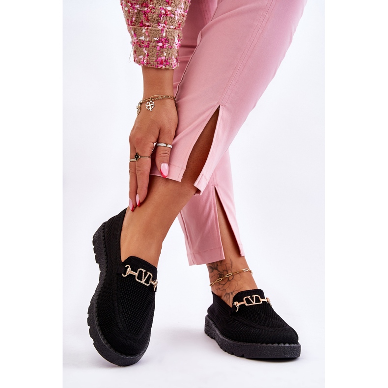 Pantofi Slip-On De Damă Cu Ornamentări Negri Alena negru 2