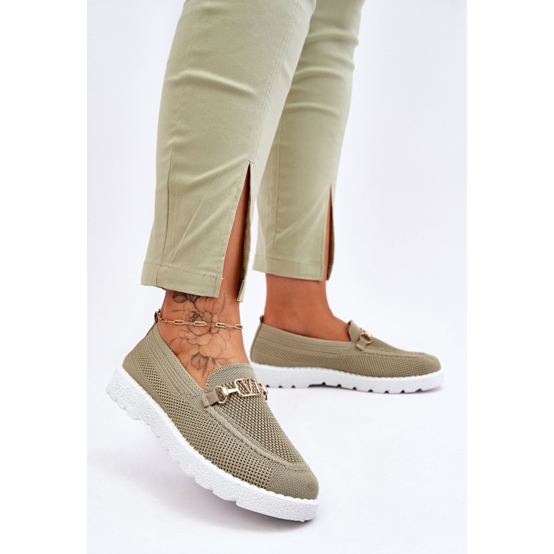 Pantofi Slip-On De Damă Cu Decorire Alena Verde 2