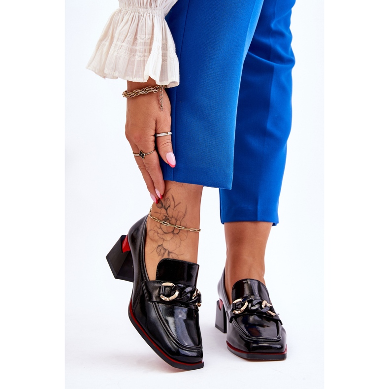 S.Barski Pompe confortabile cu toc mic Valenti negri negru 1