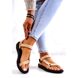 Sandale sport de piele intoarsa de dama bej 2