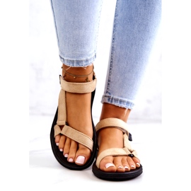 Sandale sport de piele intoarsa de dama bej 3