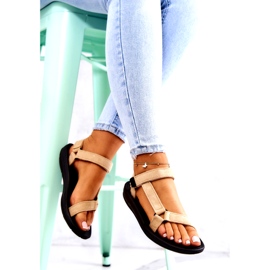 Sandale sport de piele intoarsa de dama bej 5