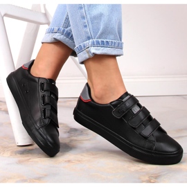 Tenisi Big Star LL274A208 din piele ecologica neagra cu velcro negru 1