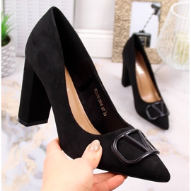 Pompe cu toc din piele intoarsa neagra Vinceza 2246 negru 1