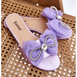 Papuci De Dama Cu Fundita Si Strasuri Mov Jolene violet 8