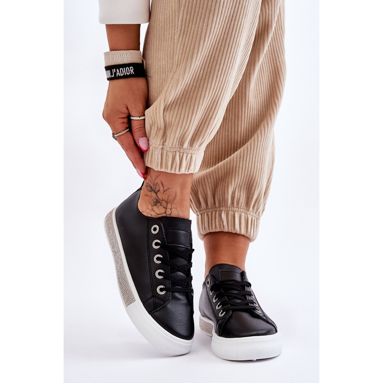 Pantofi de damă joasă cu jeturi alb-negru Demira 1