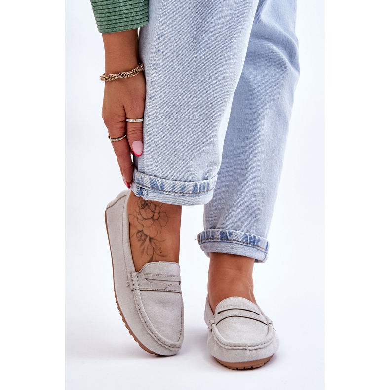 FC3 Mocasini clasici din piele intoarsa de dama gri Ivana 1