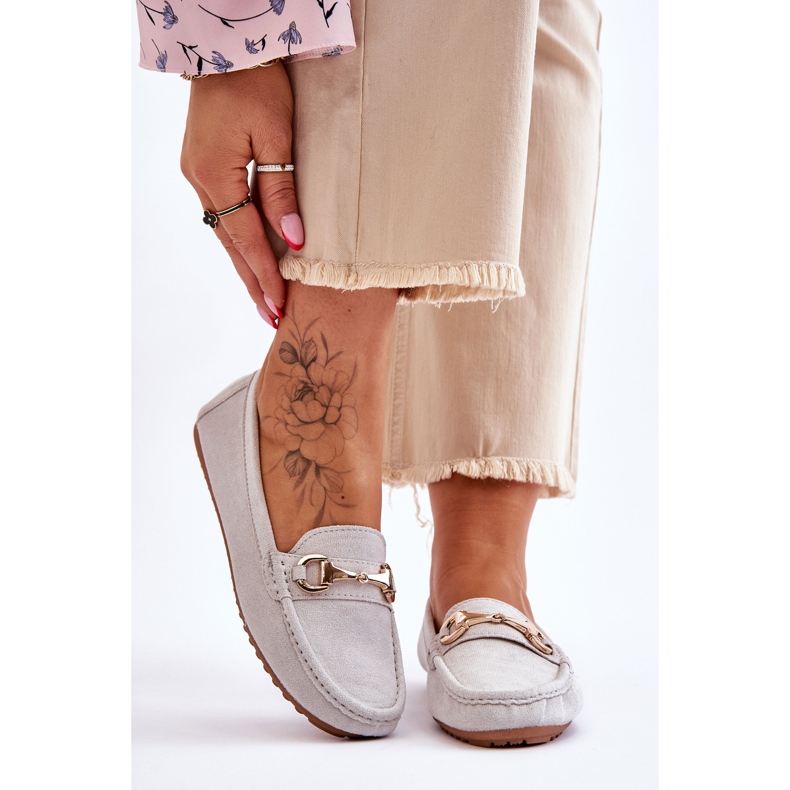 FC3 Mocasini clasici din piele intoarsa cu ornamente gri Arla 1