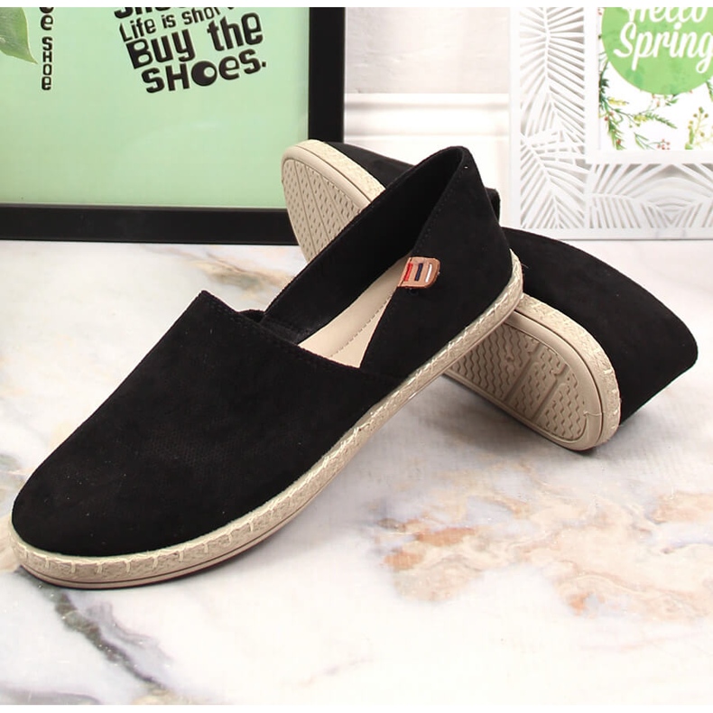 Espadrile de damă cu slip-on, negre Vinceza 34591 negru 2
