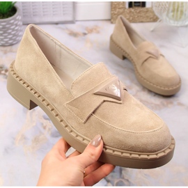 Mocasini Potocki SZ12003 din piele intoarsa cu toc si platforma bej 1