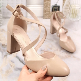 Sandale cafea cu toc înalt Sergio Leone SK863 bej 1 Sandale cafea cu toc înalt Sergio Leone SK863 bej 1