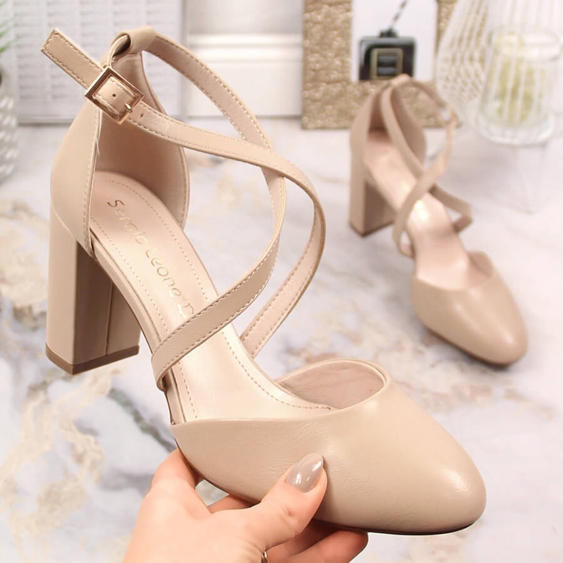 Sandale cafea cu toc înalt Sergio Leone SK863 bej 1 Sandale cafea cu toc înalt Sergio Leone SK863 bej 1