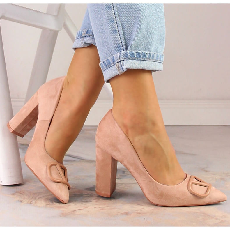 Pompe cu toc din piele intoarsa bej Vinceza 2246 1