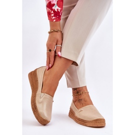 Lemar Espadrile din piele cu pană de damă, bej și auriu Hadlee 2 Lemar Espadrile din piele cu pană de damă, bej și auriu Hadlee 2