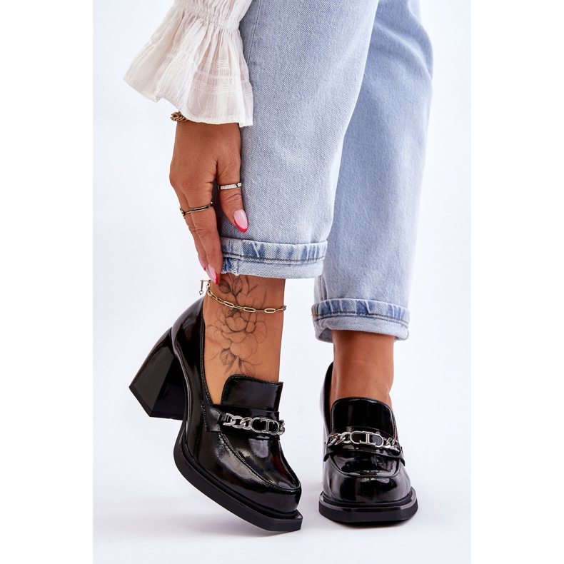 S.Barski Pompe confortabile pe tocuri masive Negru Julien 1