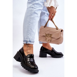 S.Barski Mocasin cu toc patent Black Jay negru 2