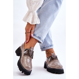 S.Barski Pantofi Lacuiti Cu Ornamente Keily Gri 2