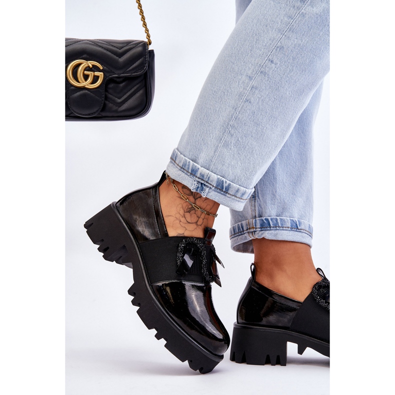 S.Barski Brogues Lăcuite Cu Ornamente Keily Negru 2