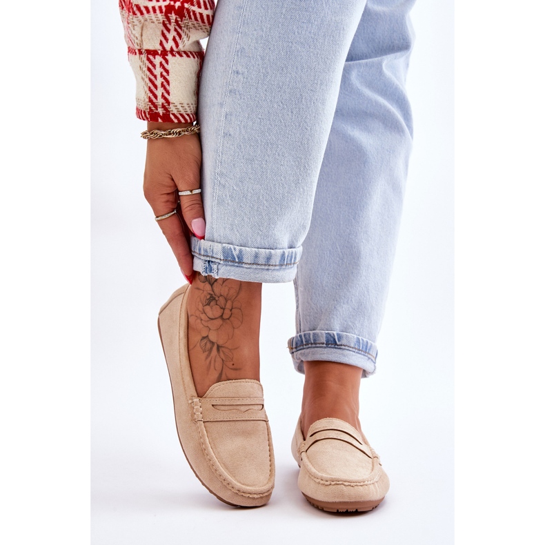 FC3 Mocasini clasici din piele intoarsa de dama bej Ivana 1