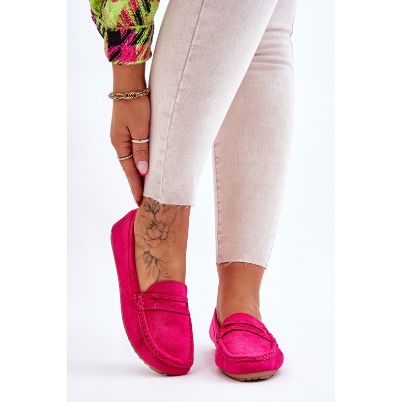 FC3 Mocasini clasici din piele intoarsa de dama fuchsia Ivana roz 1
