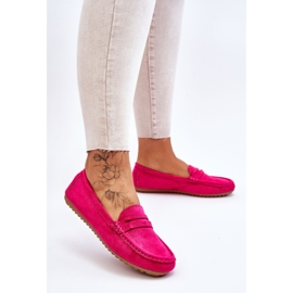 FC3 Mocasini clasici din piele intoarsa de dama fuchsia Ivana roz 2