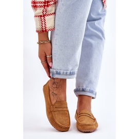 FC3 Mocasini clasici din piele intoarsa de dama Camel Ivana maro 1