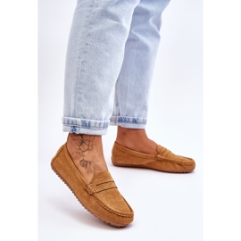 FC3 Mocasini clasici din piele intoarsa de dama Camel Ivana maro 2