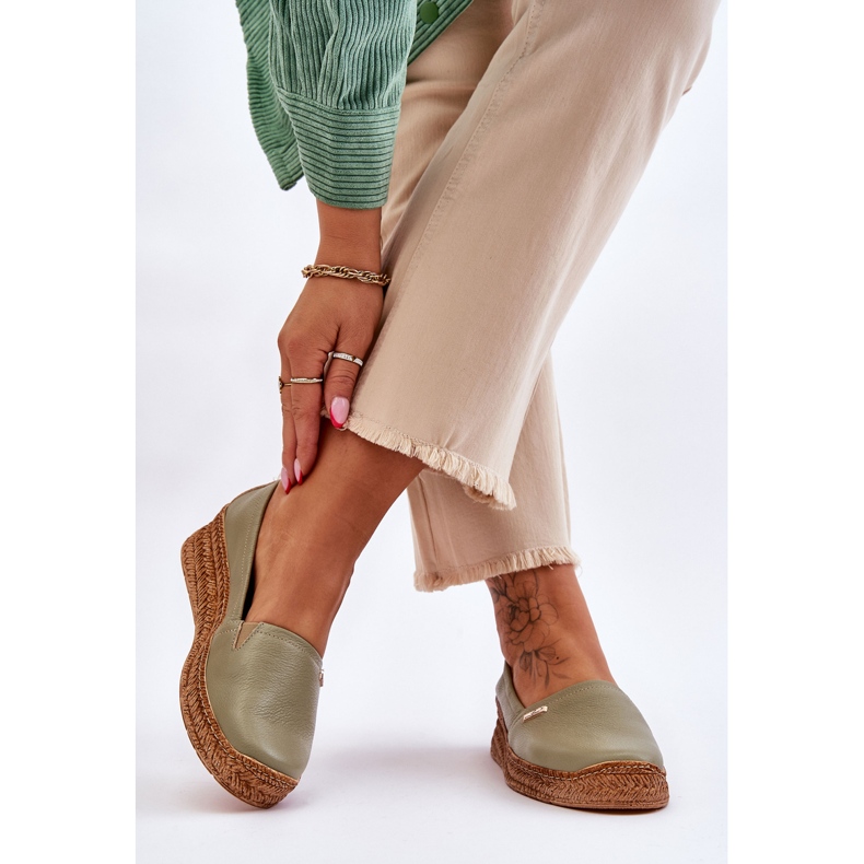 Lemar Espadrile din piele cu pană pentru femei Green Hadlee verde 2 Lemar Espadrile din piele cu pană pentru femei Green Hadlee verde 2