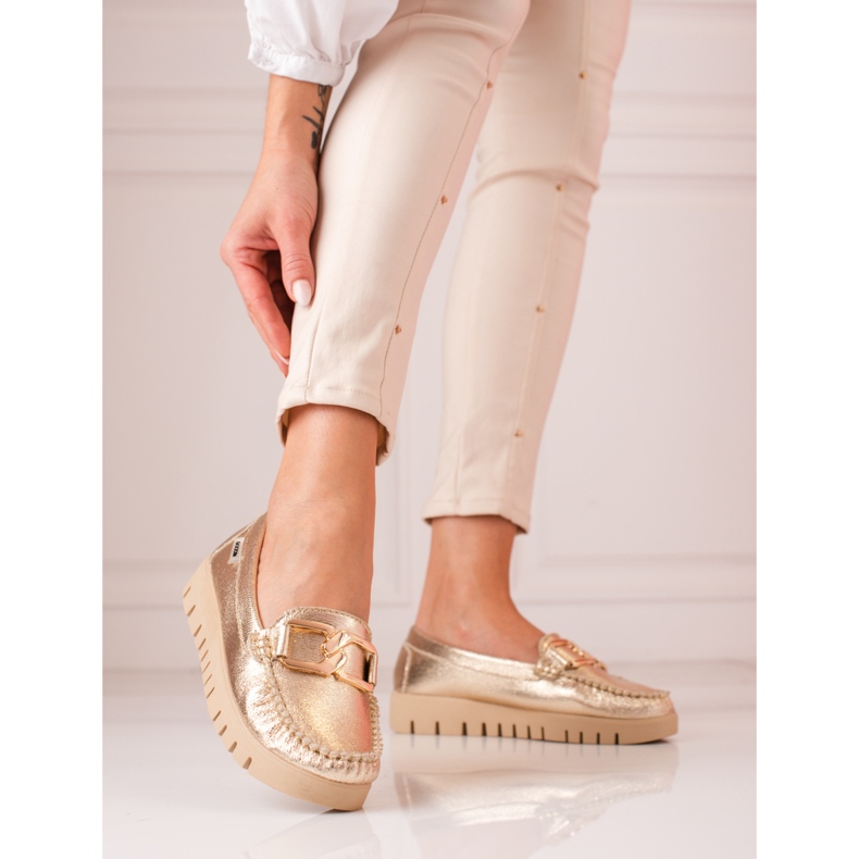 Mocasini de dama aurii pe platforma Shelovet de aur 2